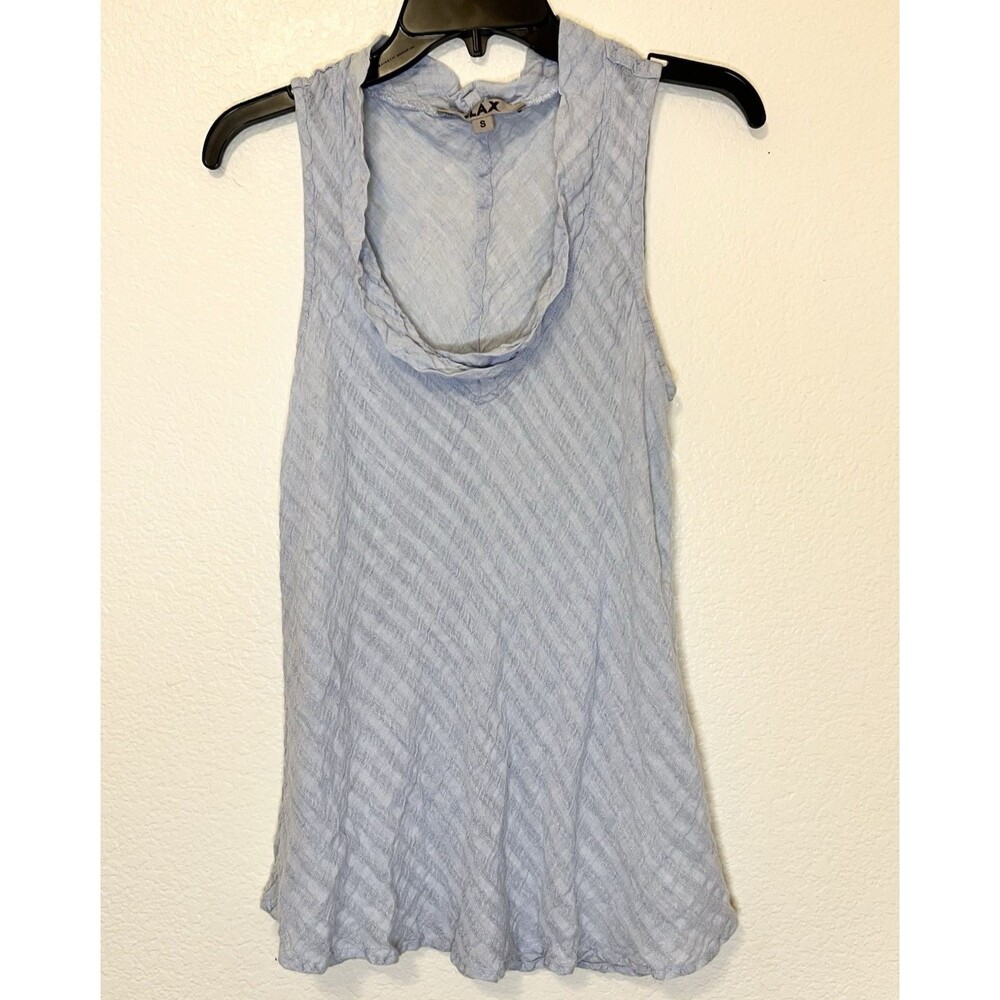 FLAX Light Blue Linen Sleeveless Long Line Tank Top Breathable Lightweight Small